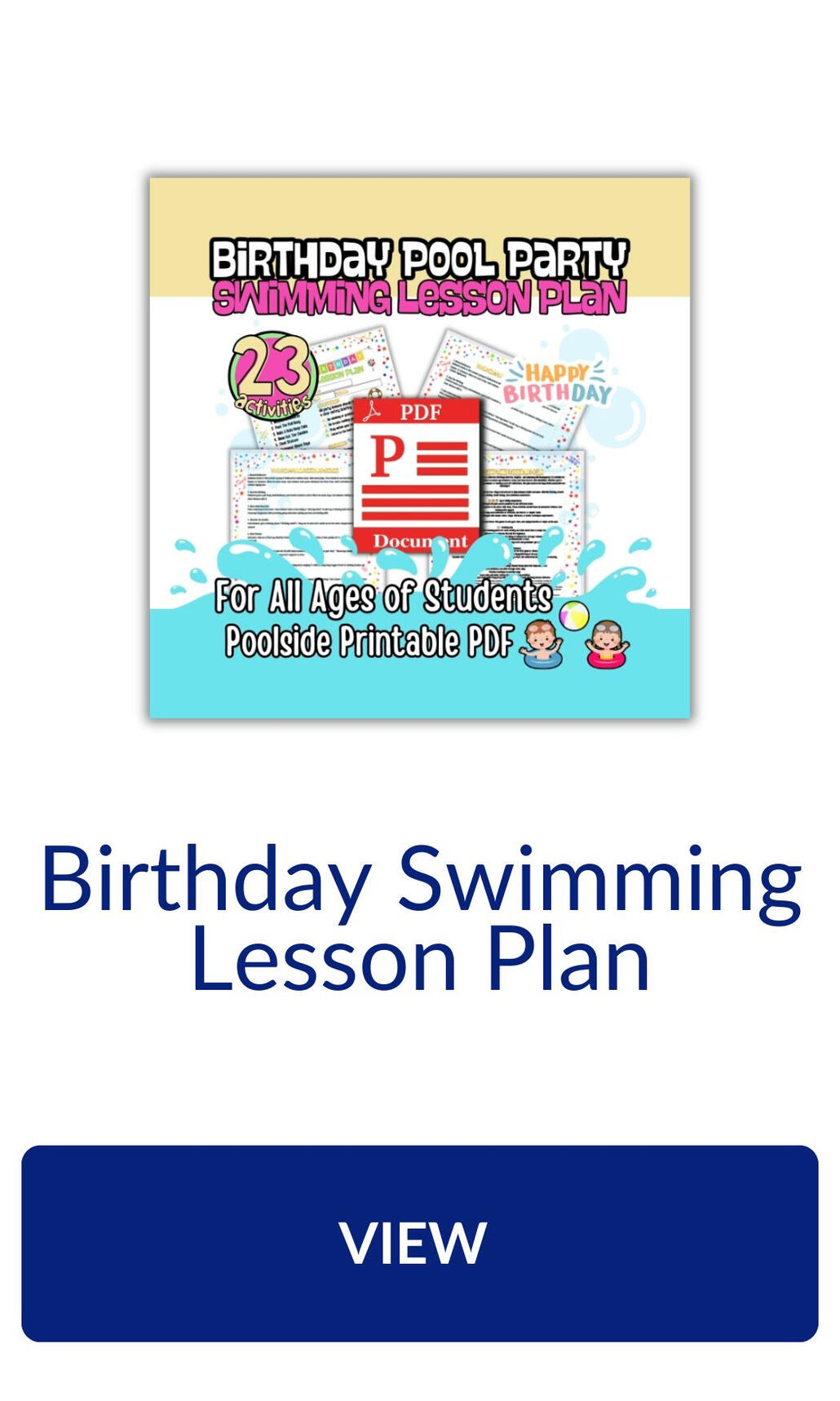 Special Birthday swimming lesson plan Birthday swim class ideas and activities